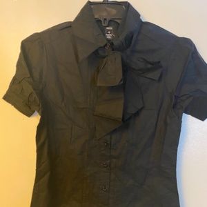 Aziz Button Down Top NWOT Black